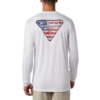 Columbia Muške Majice S Kapuljačom - PFG Terminal Tackle Country Triangle Long Sleeve Bijele | WVRF-